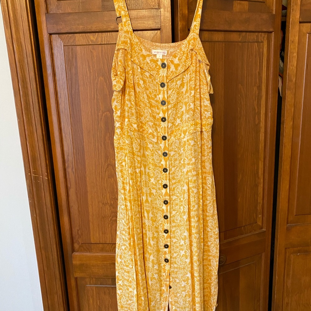Yellow button-up dress